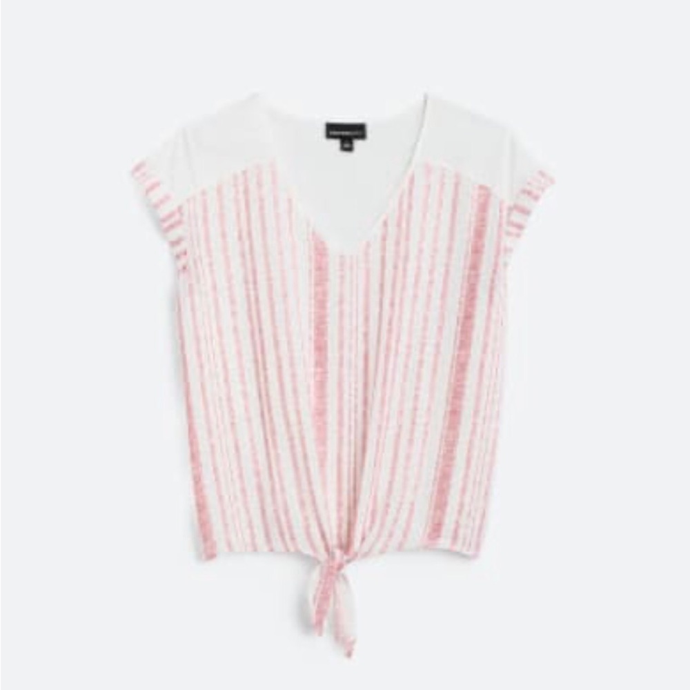Red Striped, Tie front blouse.